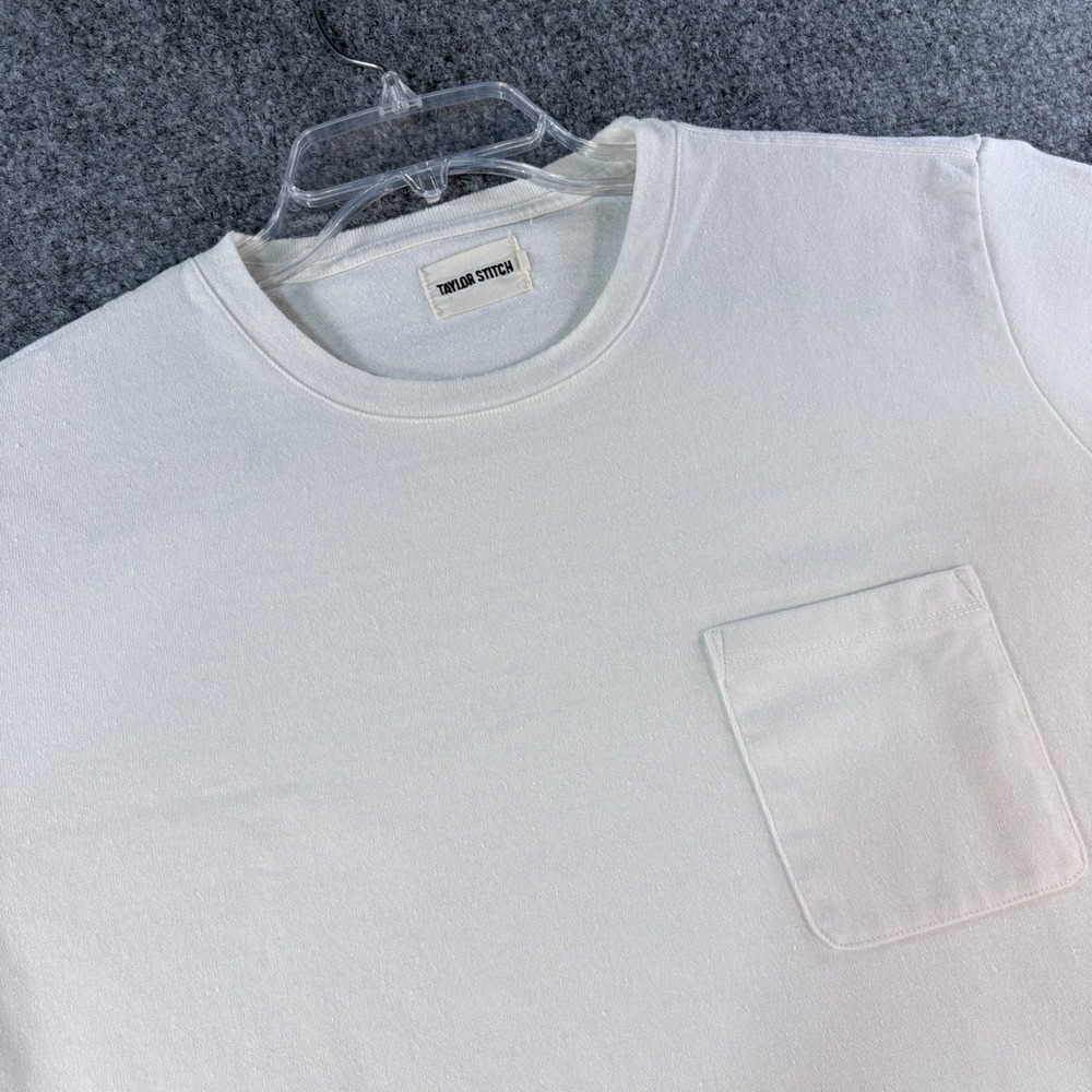 Taylor Stitch Heavy Bag Tee Mens 44 XL Natural White Pocket Cotton READ